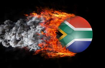 Concept of speed - Flag with a trail of fire and smoke - South Africa