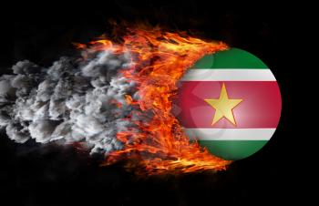 Concept of speed - Flag with a trail of fire and smoke - Suriname