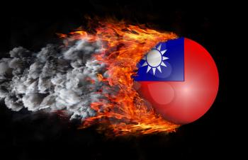Concept of speed - Flag with a trail of fire and smoke - Taiwan