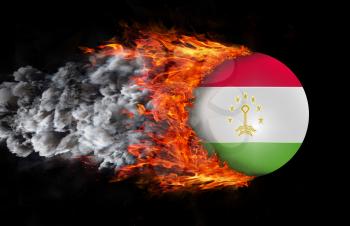 Concept of speed - Flag with a trail of fire and smoke - Tajikistan