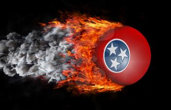 Concept of speed - Flag with a trail of fire and smoke - Tennessee