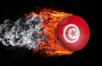 Concept of speed - Flag with a trail of fire and smoke - Tunisia