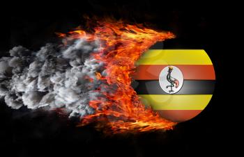 Concept of speed - Flag with a trail of fire and smoke - Uganda