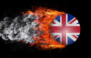 Concept of speed - Flag with a trail of fire and smoke - United Kingdom