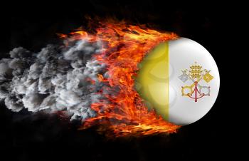 Concept of speed - Flag with a trail of fire and smoke - Vatican City