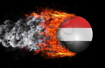 Concept of speed - Flag with a trail of fire and smoke - Yemen