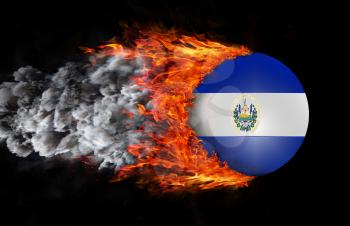 Concept of speed - Flag with a trail of fire and smoke - El Salvador