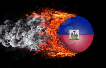Concept of speed - Flag with a trail of fire and smoke - Haiti