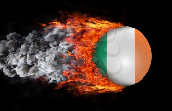 Concept of speed - Flag with a trail of fire and smoke - Ireland