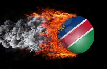 Concept of speed - Flag with a trail of fire and smoke - Namibia
