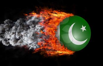Concept of speed - Flag with a trail of fire and smoke - Pakistan