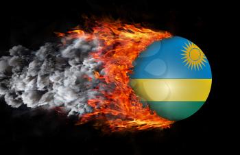 Concept of speed - Flag with a trail of fire and smoke - Rwanda
