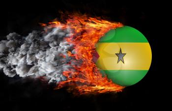 Concept of speed - Flag with a trail of fire and smoke - Sao Tome and Principe