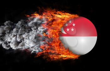 Concept of speed - Flag with a trail of fire and smoke - Singapore