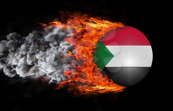 Concept of speed - Flag with a trail of fire and smoke - Sudan