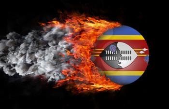 Concept of speed - Flag with a trail of fire and smoke - Swaziland