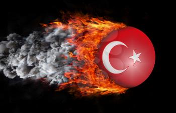Concept of speed - Flag with a trail of fire and smoke - Turkey