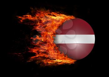 Concept of speed - Flag with a trail of fire - Latvia