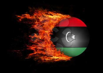 Concept of speed - Flag with a trail of fire - Libya
