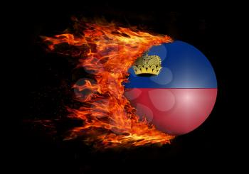 Concept of speed - Flag with a trail of fire - Liechtenstein