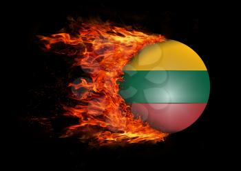 Concept of speed - Flag with a trail of fire - Lithuania