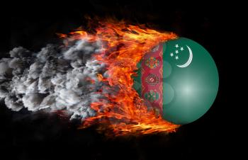 Concept of speed - Flag with a trail of fire and smoke - Turkmenistan