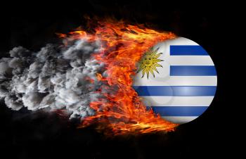 Concept of speed - Flag with a trail of fire and smoke - Uruguay