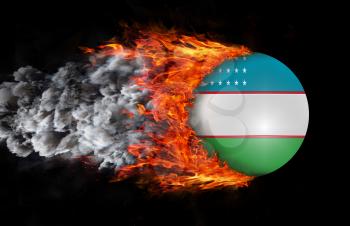 Concept of speed - Flag with a trail of fire and smoke - Uzbekistan