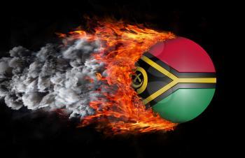 Concept of speed - Flag with a trail of fire and smoke - Vanuatu