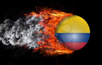 Concept of speed - Flag with a trail of fire and smoke - Colombia