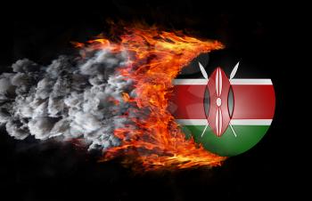 Concept of speed - Flag with a trail of fire and smoke - Kenya