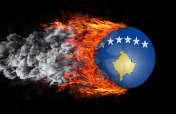 Concept of speed - Flag with a trail of fire and smoke - Kosovo