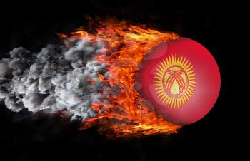 Concept of speed - Flag with a trail of fire and smoke - Kyrgyzstan