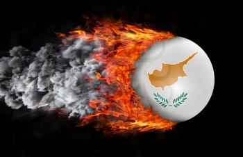 Concept of speed - Flag with a trail of fire and smoke - Cyprus