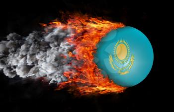 Concept of speed - Flag with a trail of fire and smoke - Kazakhstan