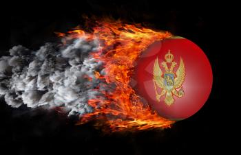 Concept of speed - Flag with a trail of fire and smoke - Montenegro