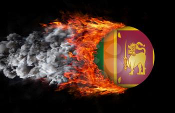Concept of speed - Flag with a trail of fire and smoke - Sri Lanka