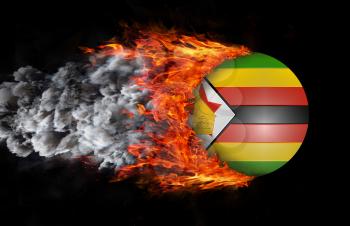 Concept of speed - Flag with a trail of fire and smoke - Zimbabwe