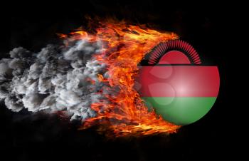 Concept of speed - Flag with a trail of fire and smoke - Malawi