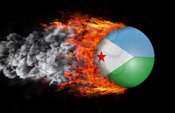 Concept of speed - Flag with a trail of fire and smoke - Djibouti