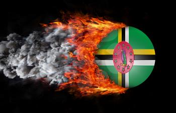 Concept of speed - Flag with a trail of fire and smoke - Dominica