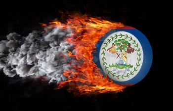 Concept of speed - Flag with a trail of fire and smoke - Belize