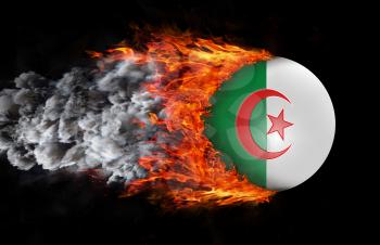 Concept of speed - Flag with a trail of fire and smoke - Algeria