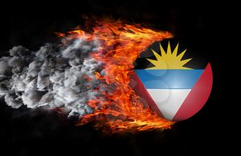 Concept of speed - Flag with a trail of fire and smoke - Antigua and Barbuda