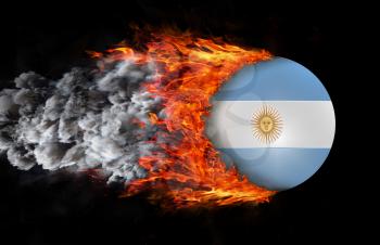 Concept of speed - Flag with a trail of fire and smoke - Argentina
