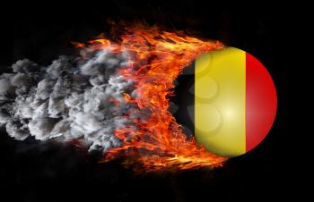 Concept of speed - Flag with a trail of fire and smoke - Belgium