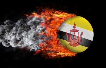 Concept of speed - Flag with a trail of fire and smoke - Brunei