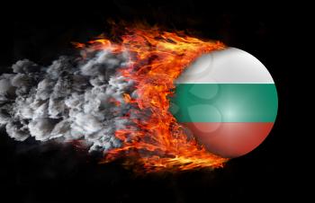 Concept of speed - Flag with a trail of fire and smoke - Bulgaria