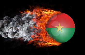 Concept of speed - Flag with a trail of fire and smoke - Burkina Faso