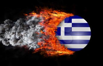 Concept of speed - Flag with a trail of fire and smoke - Greece